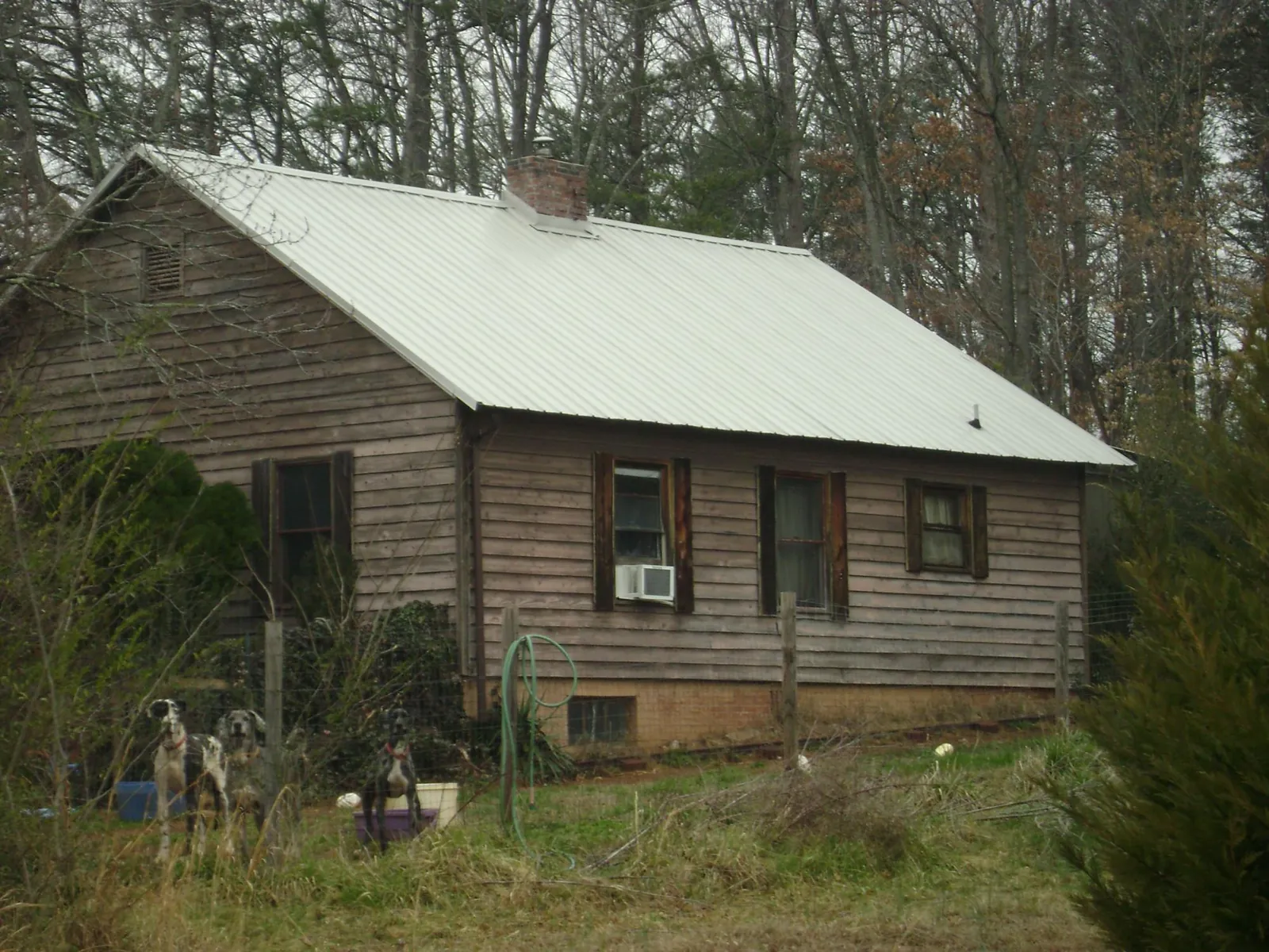 White metal roof on an old wood sided farmhouse, from a Asphalt Shingle Roof Repair job in Palermo